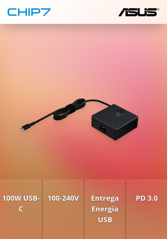 Carregador ASUS ROG AC100-00 (A20-100P1A) / Eu 100W Adaptador USB-C