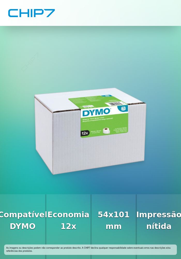 Etiquetas DYMO LW 54X101 12 Rolos