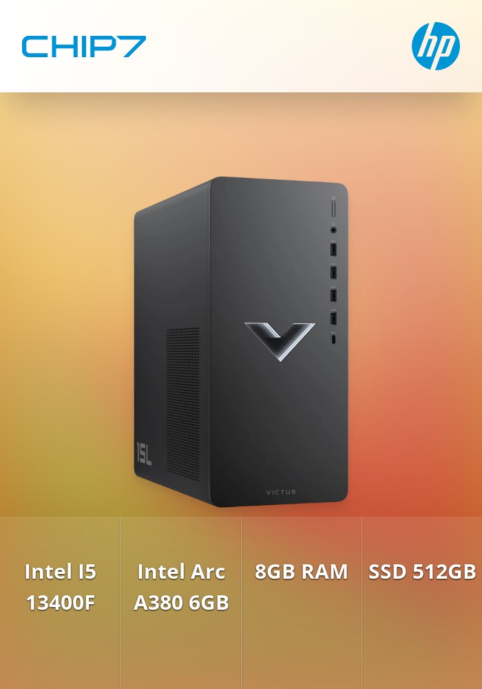 Computador Desktop HP Victus 15L - I5 13400F / Intel Arc A380 6GB / 8GB RAM / 512GB SSD / Windows 11 Home - TG02-1003np