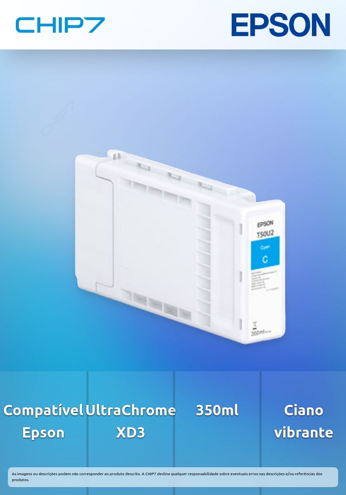 Carga de Tinta Epson Singlepack UltraChrome XD3 Ciano T50U2 (350ml)