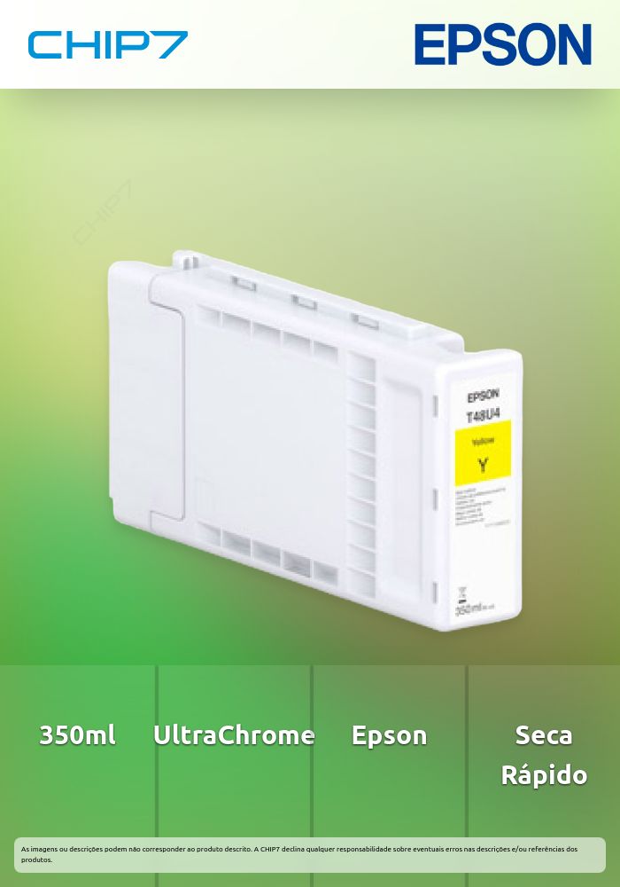 Carga de Tinta Epson Singlepack UltraChrome Pro 6 Amarela T48U4 (350ml)