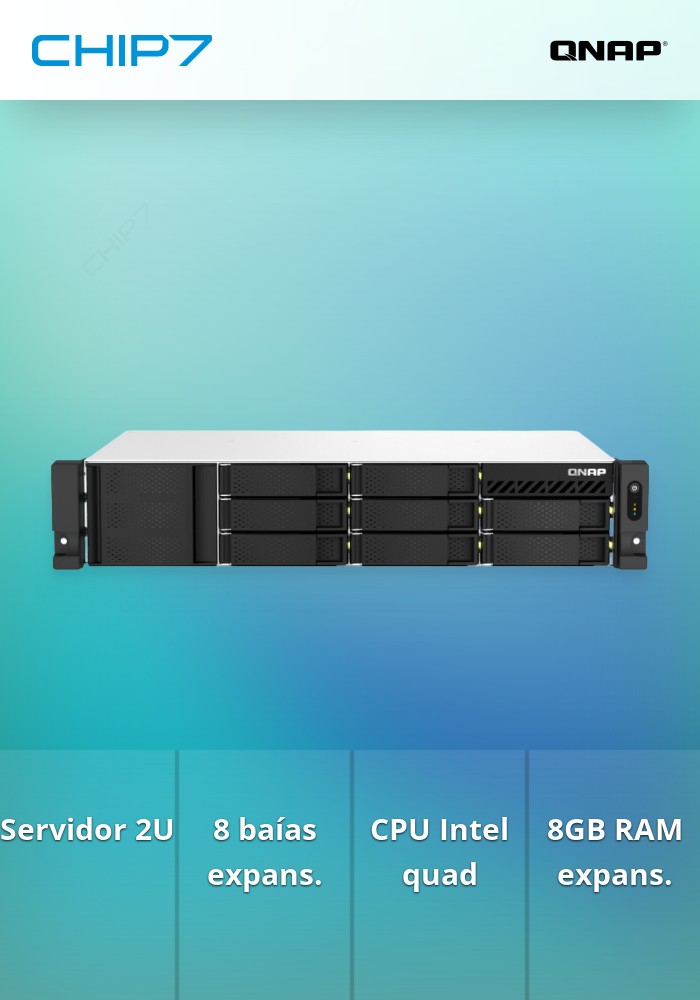 Rack NAS QNAP TS-864eU-RP-8G (2 U) 8 Baías Intel Celeron N5095
