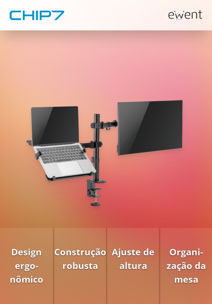 Suporte de Mesa Ewent Monitor e Portátil