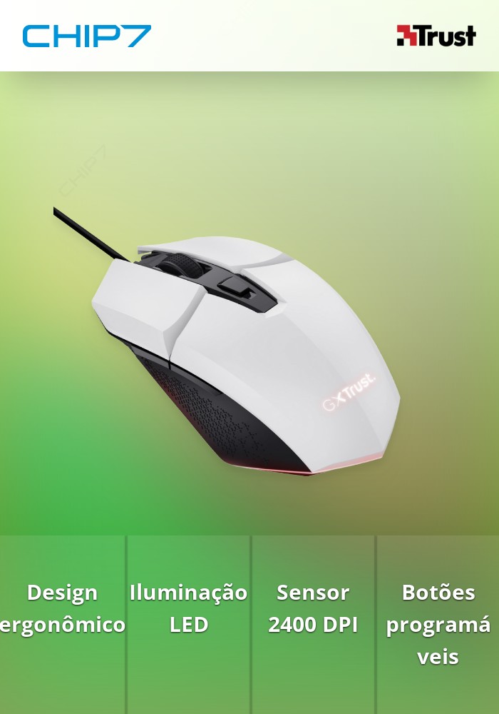 Rato TRUST GXT109W FELOX GAMING Branco