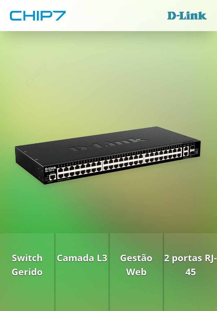 D-Link DGS-1520-52 switch de rede Gerido L3 10G Ethernet (100/1000/10000) 1U Preto