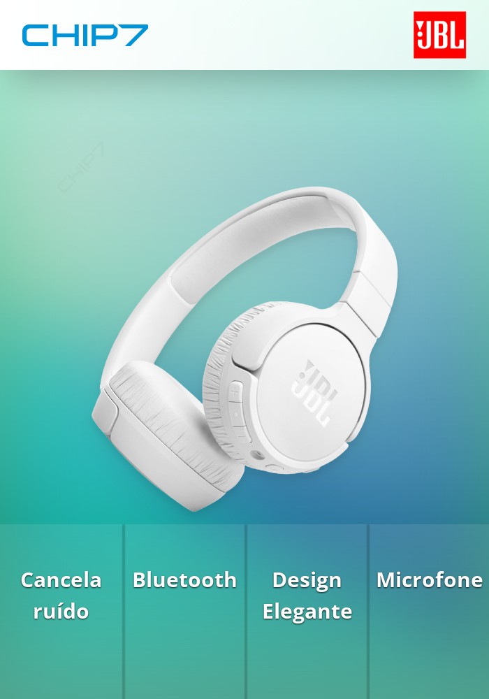 Headphones JBL com Micro T670 BLUETOOTH NOISE CANCELLING Branco