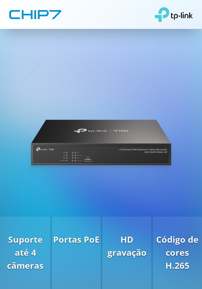 Gravador de Vídeo em Rede TP-Link VIGI NVR1004H-4P (NVR) Preto