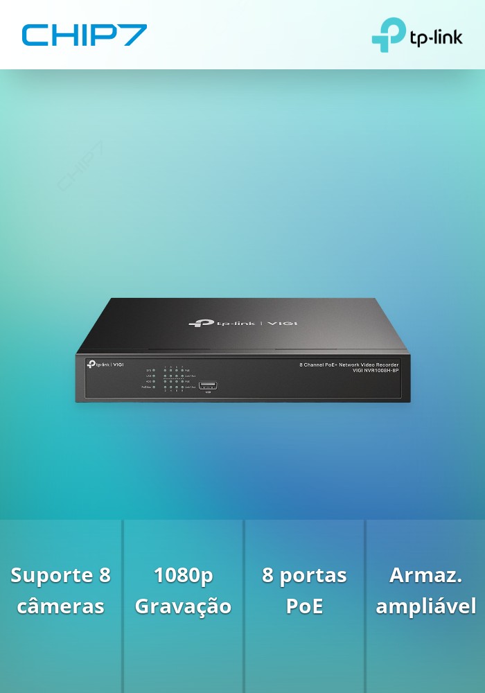Gravador de Vídeo em Rede TP-Link VIGI VIGI NVR1008H-8P (NVR) Preto