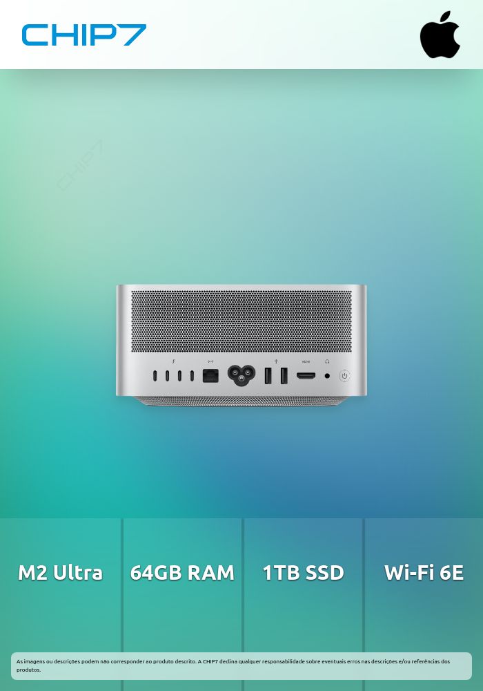 Mini PC Apple Mac Studio M2 Ultra 60 Cores GPU / 64GB RAM / 1TB