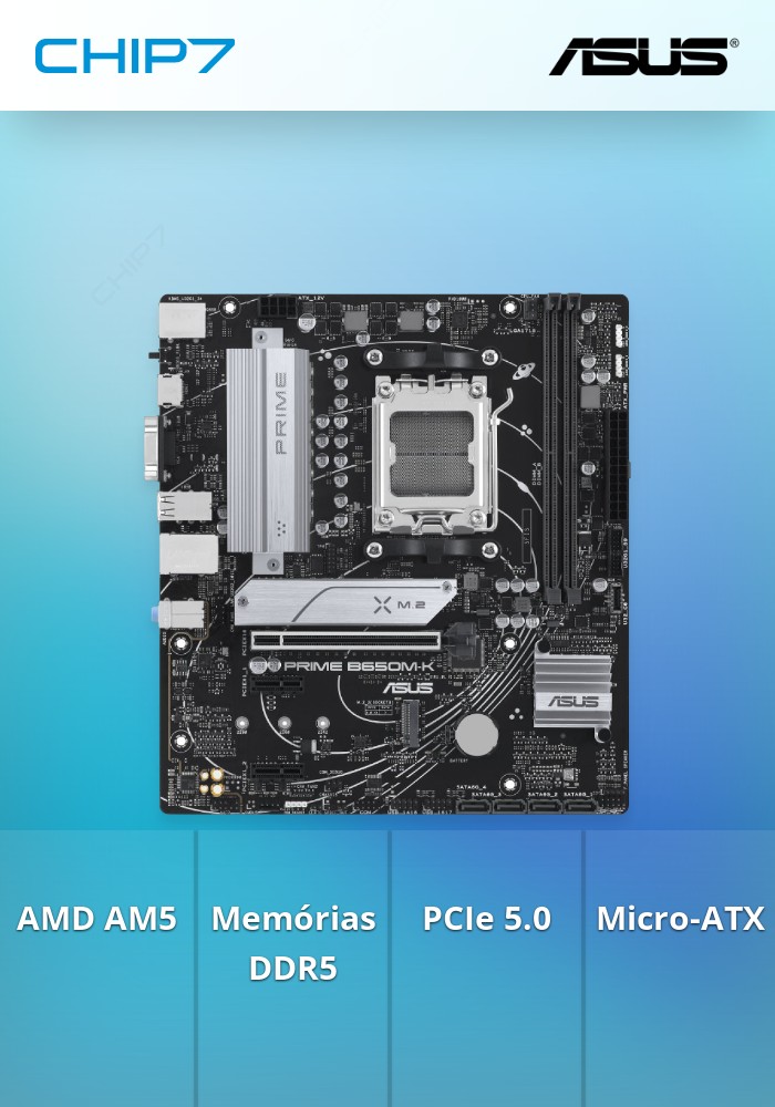 Motherboard ASUS PRIME B650M-K - Socket AMD AM5 Chipset B650 DDR5 PCIe 5.0 Micro-ATX