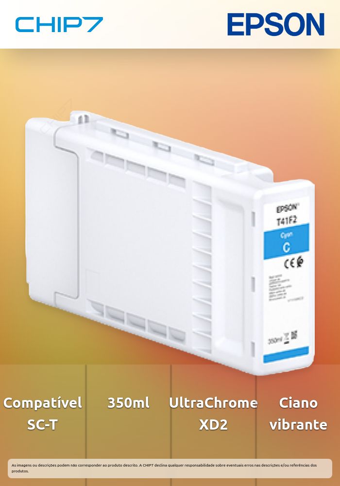 Tinteiro EPSON T41F2 Ciano UltraChrome XD2 350ml - SureColor SC-T3400/5400