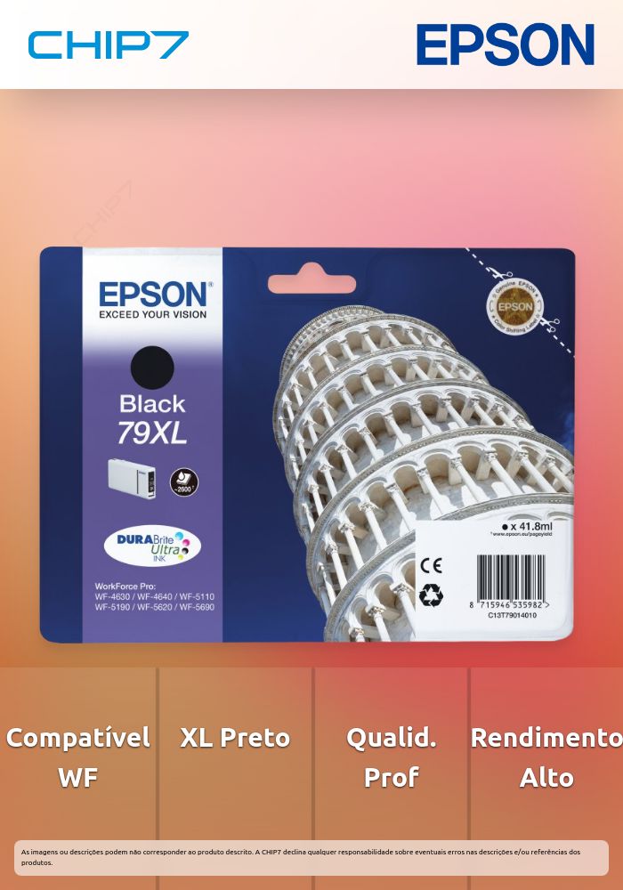 Tinteiro EPSON T79 Preto XL - WorkForce Pro WF-46xx/51xx/56xx