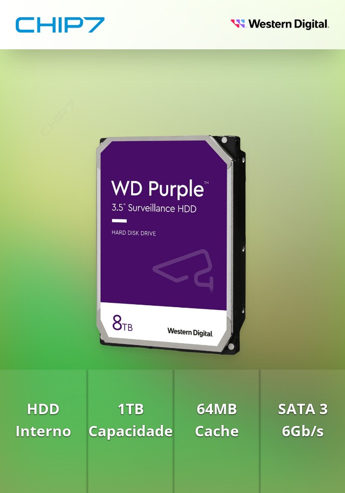 Disco 3.5 1TB WD Purple 64Mb SATA 6Gb/s 54rp Surveillance