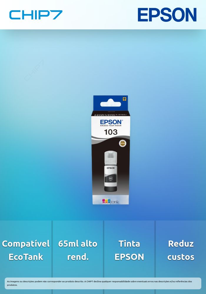 Recarga de Tinta EPSON Serie 103 Preto (65ml) - EcoTank L31xx