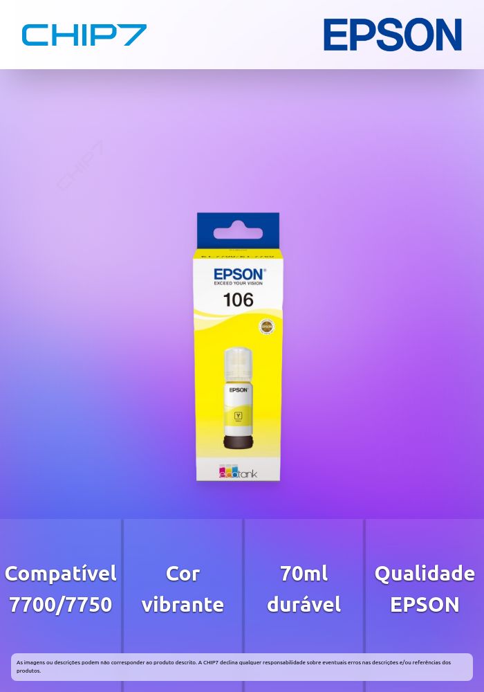 Recarga de Tinta EPSON Serie 106 Amarelo (70ml) - EcoTank 7700/7750
