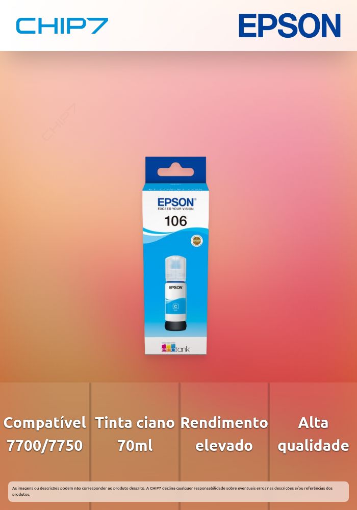 Recarga de Tinta EPSON Serie 106 Ciano (70ml) - EcoTank 7700/7750