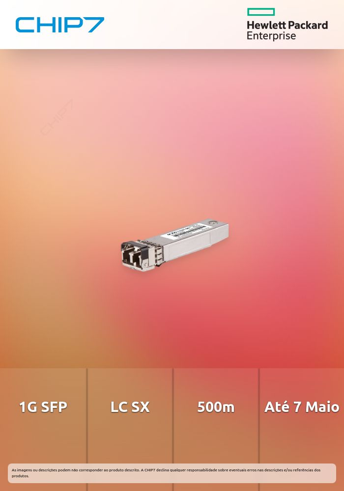 Aruba Instant On 1G SFP LC SX 500m OM2 MMF Transceiver  - preço válido p/ unidades faturadas até 7 de novembro ou fim das unidades pré estabelecidas
