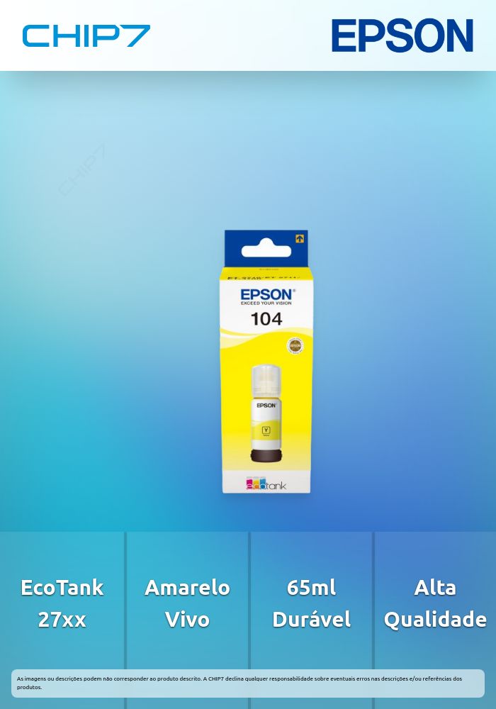 Recarga de Tinta EPSON Serie 104 Amarelo (65ml) - EcoTank 27xx/4700