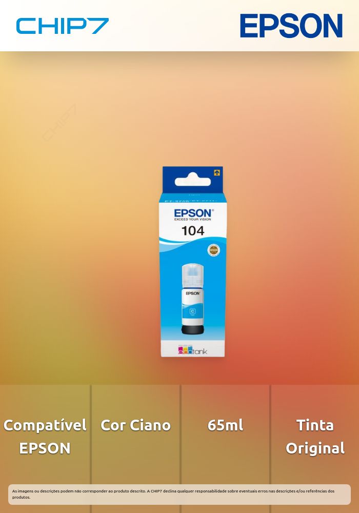 Recarga de Tinta EPSON Serie 104 Ciano (65ml) - EcoTank 27xx/4700