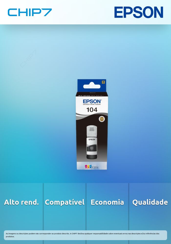 Recarga de Tinta EPSON Serie 104 Preto (65ml) - EcoTank 27xx/4700