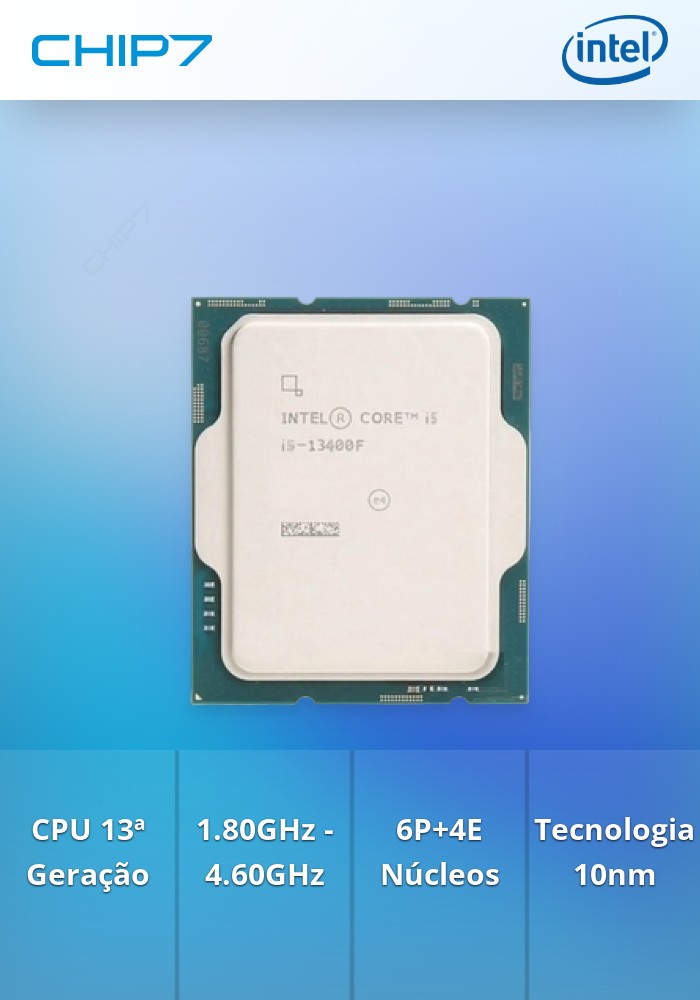 Processador CPU Intel I5 13400F LGA1700 13ª Geração 1.80GHZ A 4.60