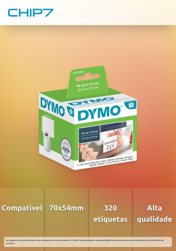 Etiquetas Rolo Dymo DISK 70X54MM 320