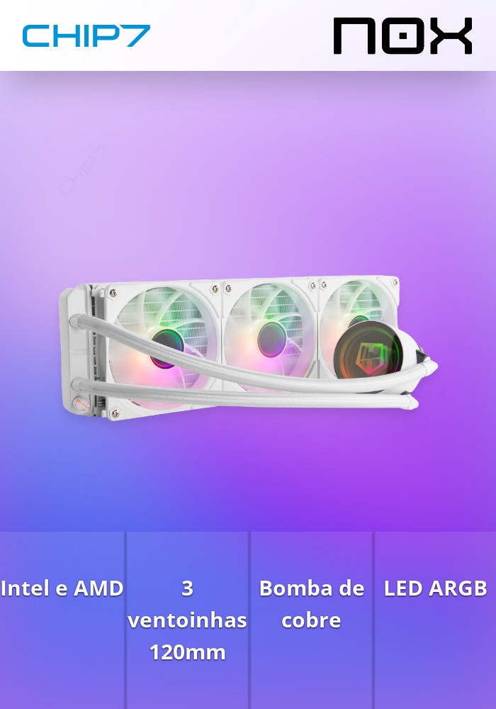 Water Cooler CPU Nox Hummer M-360 ARGB Branco