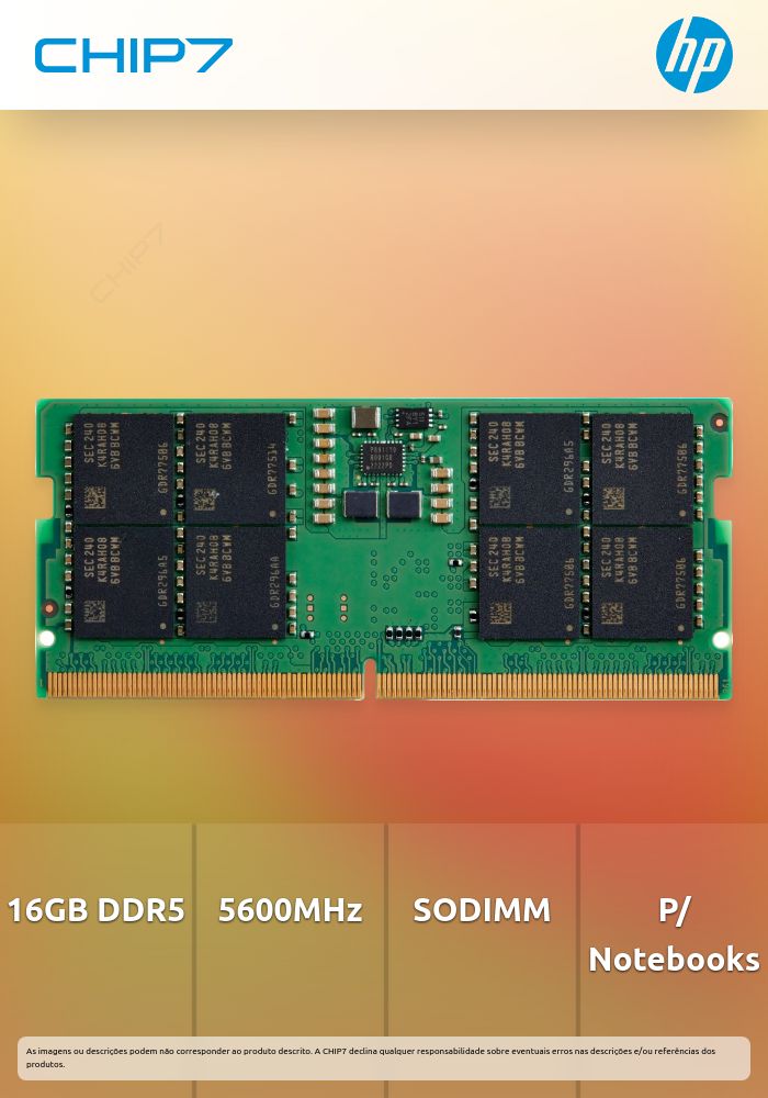 Memória RAM HP 16GB DDR5 (1x16GB) 5600 SODIMM