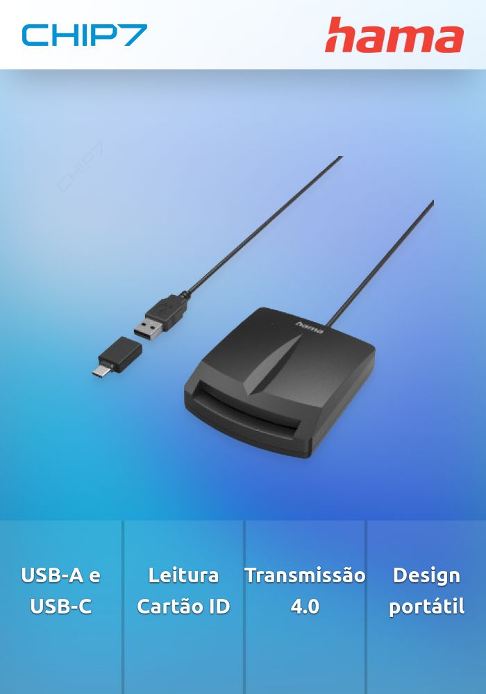 Leitor de cartão de Cidadão Hama DNI 4.0 USB-A e USB-C