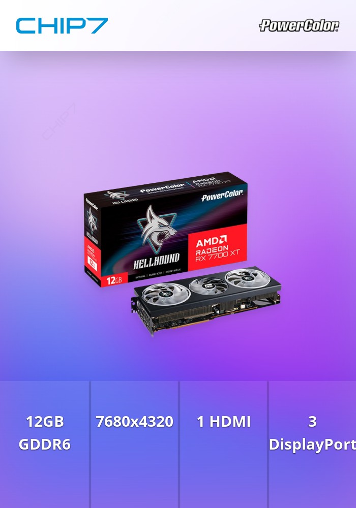 Placa Gráfica PowerColor Radeon RX 7700 XT 12GB Hellhound OC
