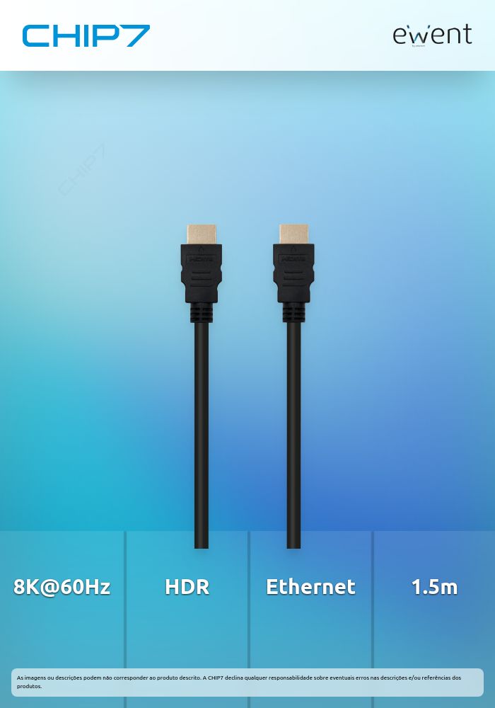Cabo Ultra High Speed HDMI 2.1 Cabo com Ethernet Preto M/M 1.5m 8K@60Hz HDR