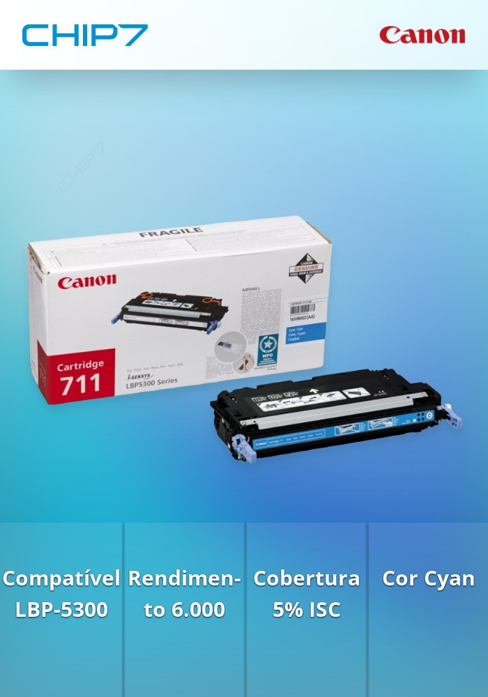 711C - Cartridge Cyan para LBP-5300 (6,000 prints 5% / ISC19752)