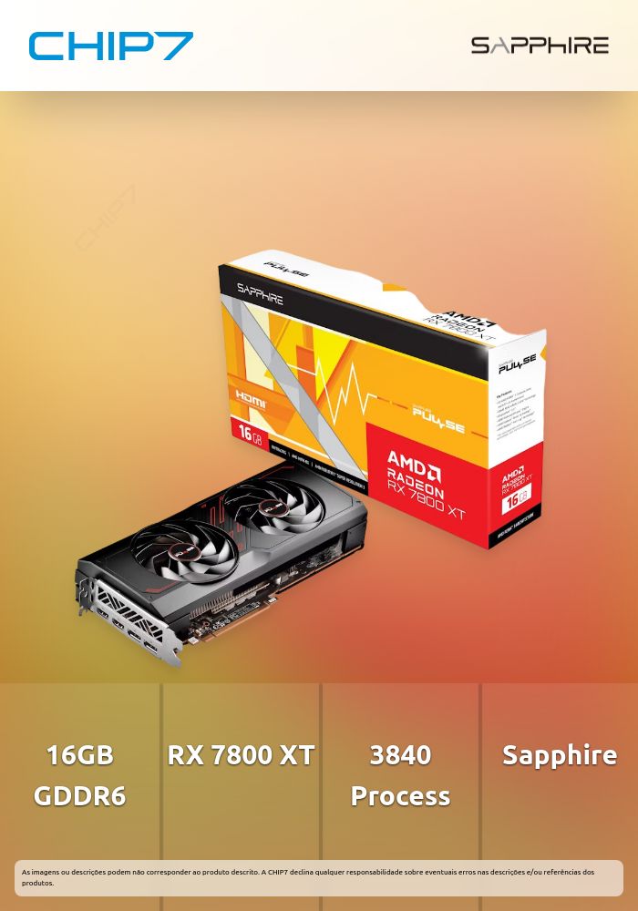 Placa Gráfica Sapphire Radeon RX 7800 XT Pulse 16GB GDDR6