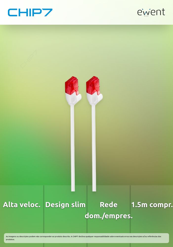 Cabo de rede Cat.6 U/UTP Slim 1.5m branco