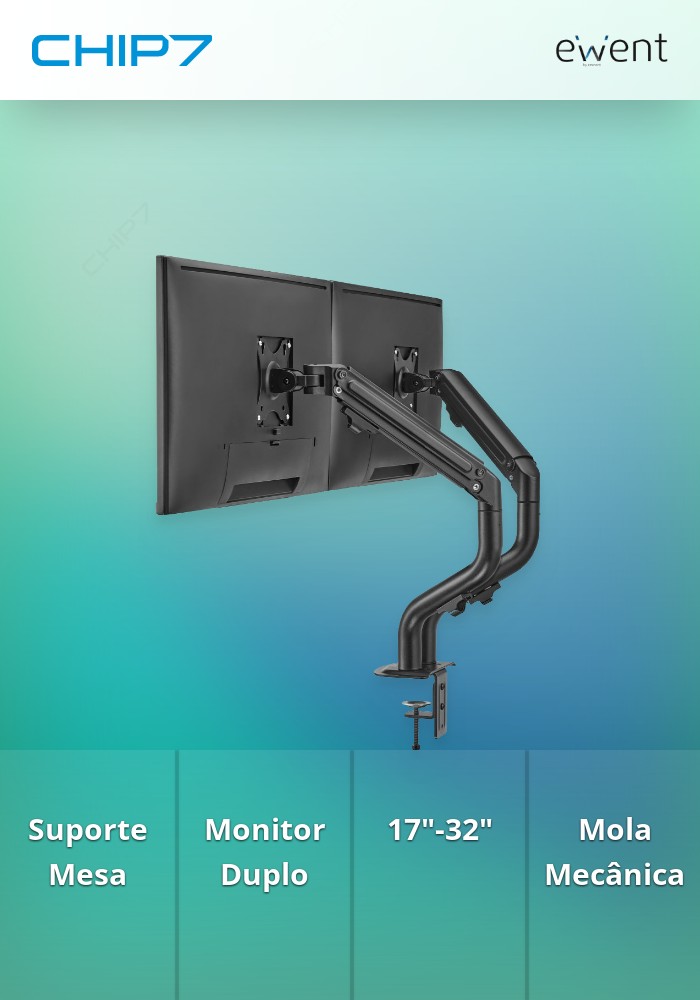 Suporte de mesa para Monitor duplo, Monitores 17