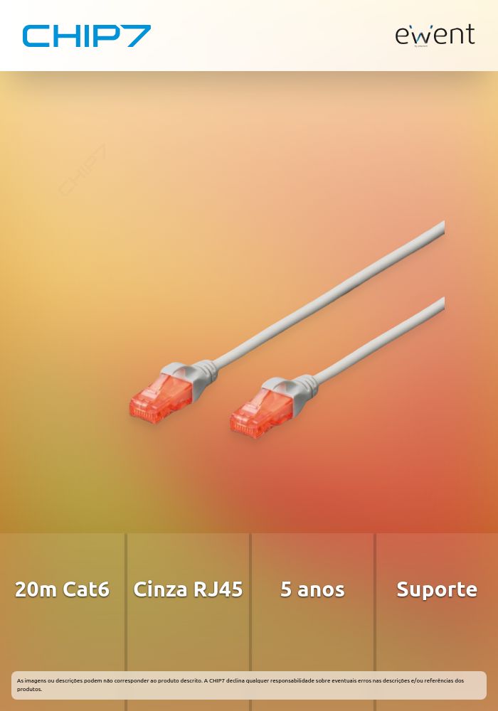 EWENT CHICOTE CAT6 UTP 20MT CINZA