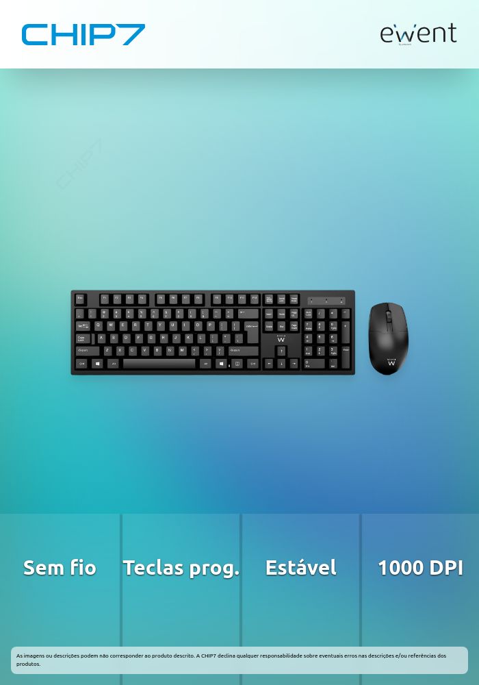 Teclado + Rato Ewent EW3282 Wireless PT Preto