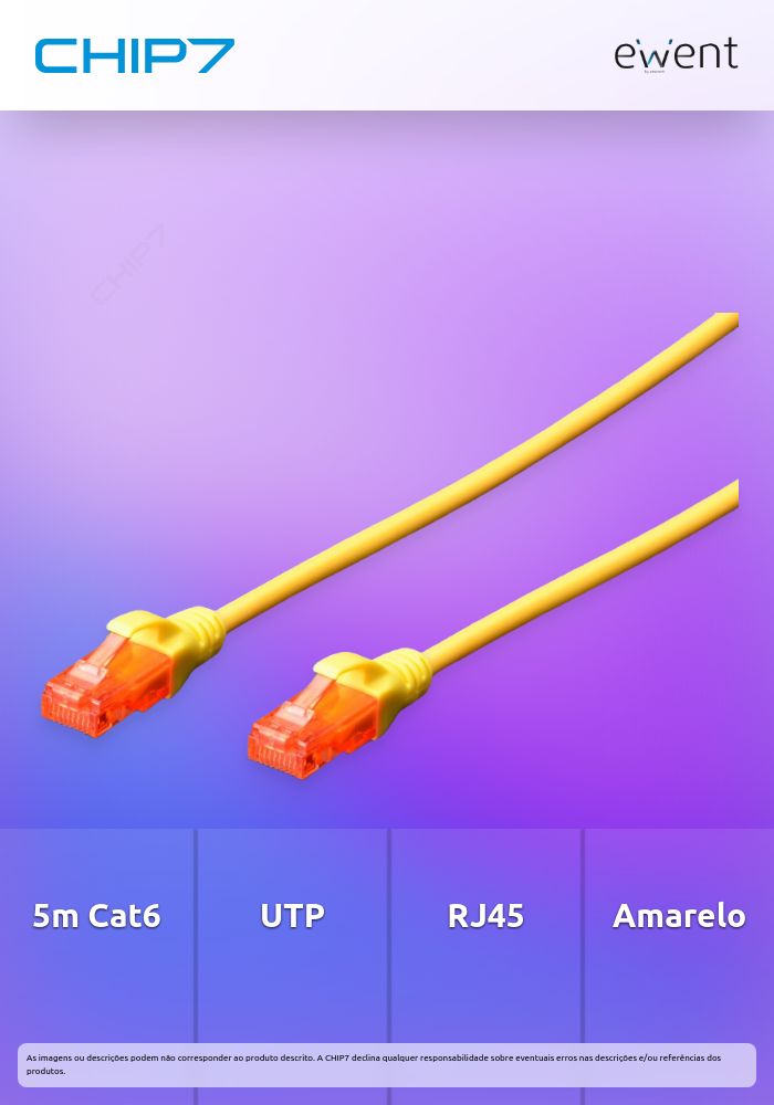 EWENT CHICOTE CAT6 UTP 5MT AMARELO