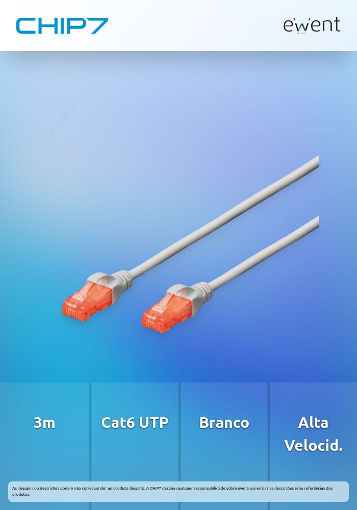 EWENT CHICOTE CAT6 UTP 3MT BRANCO