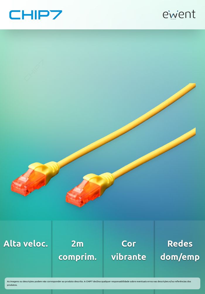 EWENT CHICOTE CAT6 UTP 2MT AMARELO