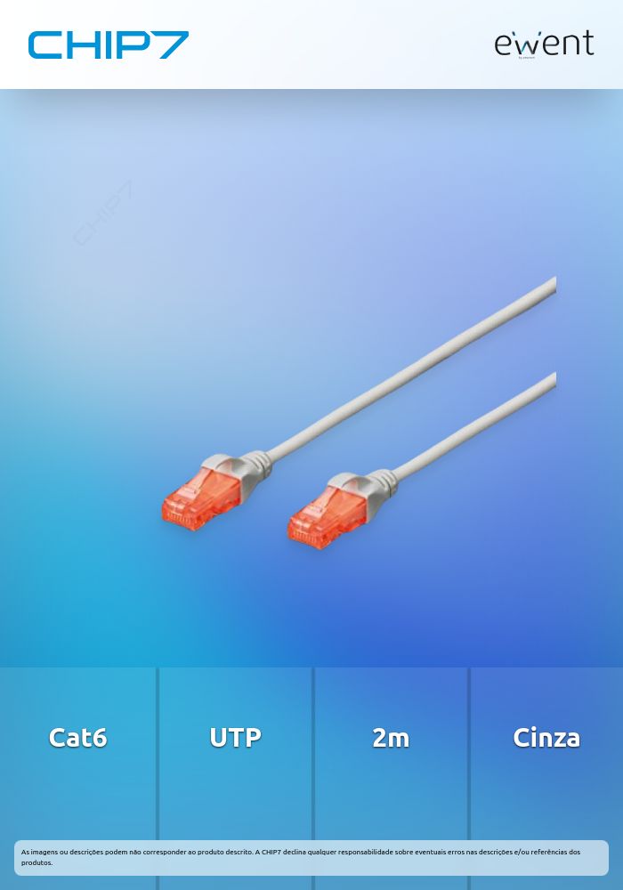 EWENT CHICOTE CAT6 UTP 2MT CINZA