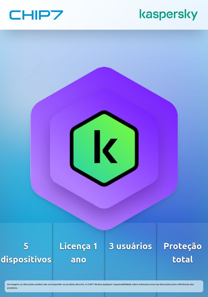 Kaspersky Plus 5 Dispositivos 3 Contas de Utilizador 1 ano Base Download Pack