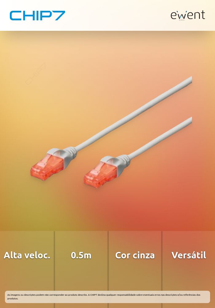 EWENT CHICOTE CAT6 UTP 0.5MT CINZA