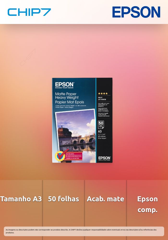 Papel Epson Mate A3 (50 Folhas)