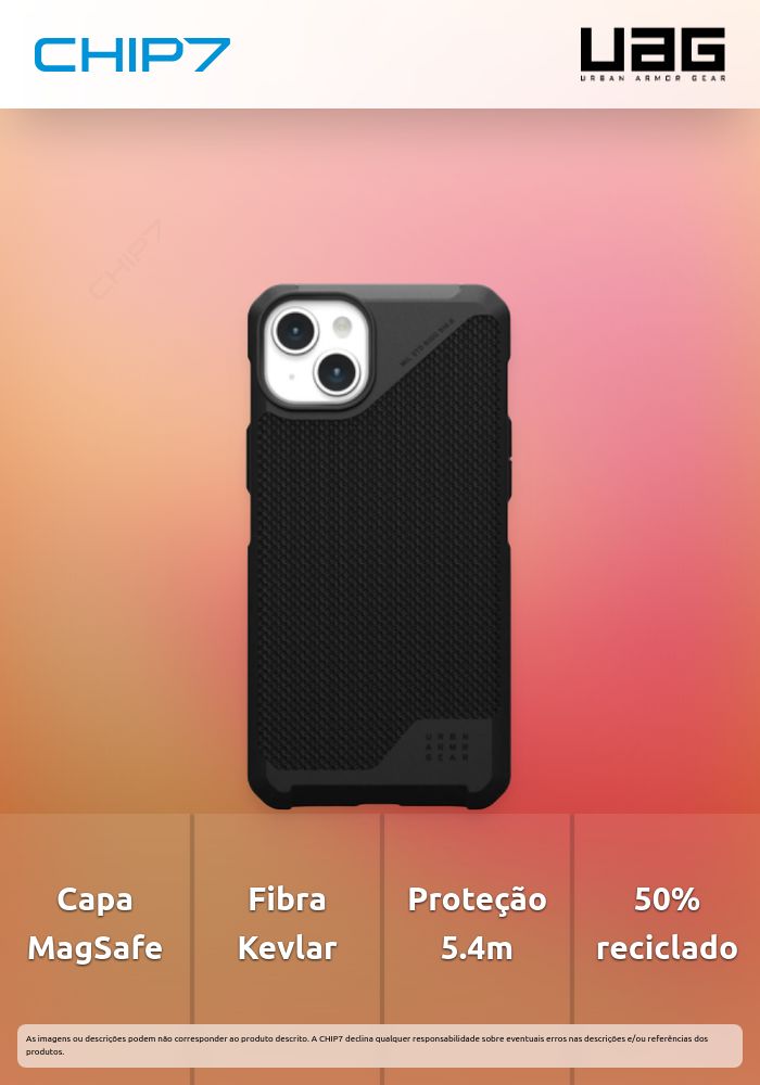 Capa UAG - Metropolis LT MagSafe iPhone 15 Plus (kevlar black)