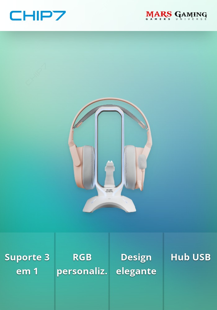 Suporte Headset Mars Gaming MHHPROW 3 em 1 RGB Branco