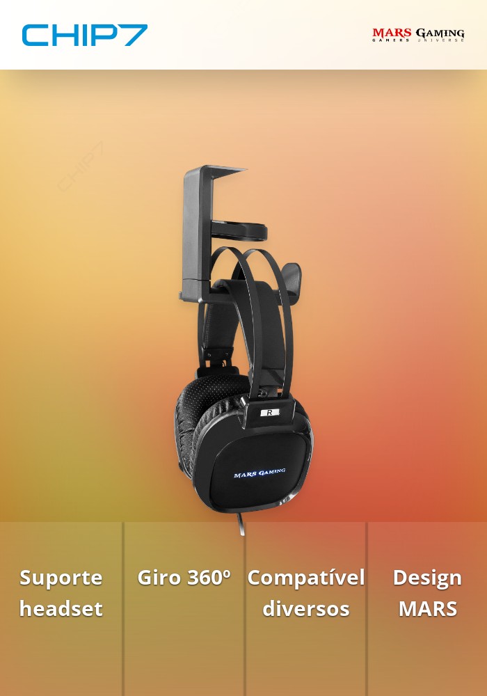 Suporte de Headset MARS GAMING 360º Design em Gancho - MHH