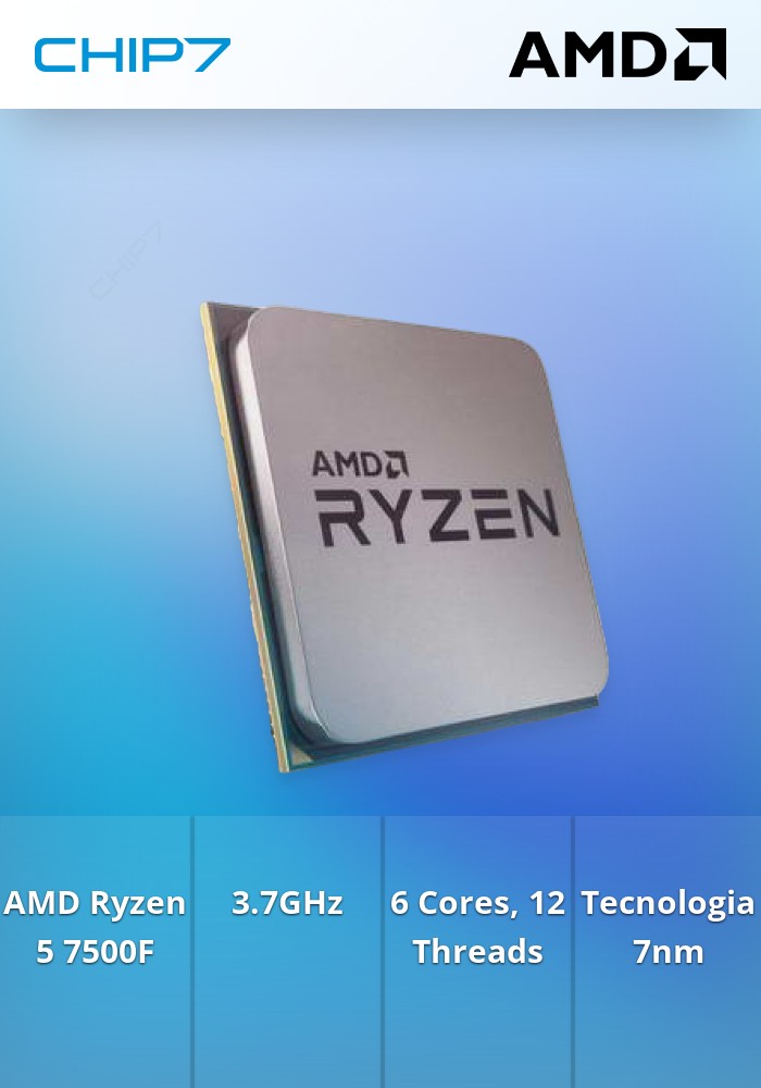 Processador CPU AMD RYZEN 5 7500F AM5 3.7 A 5GHZ 38MB 6C12T 65W