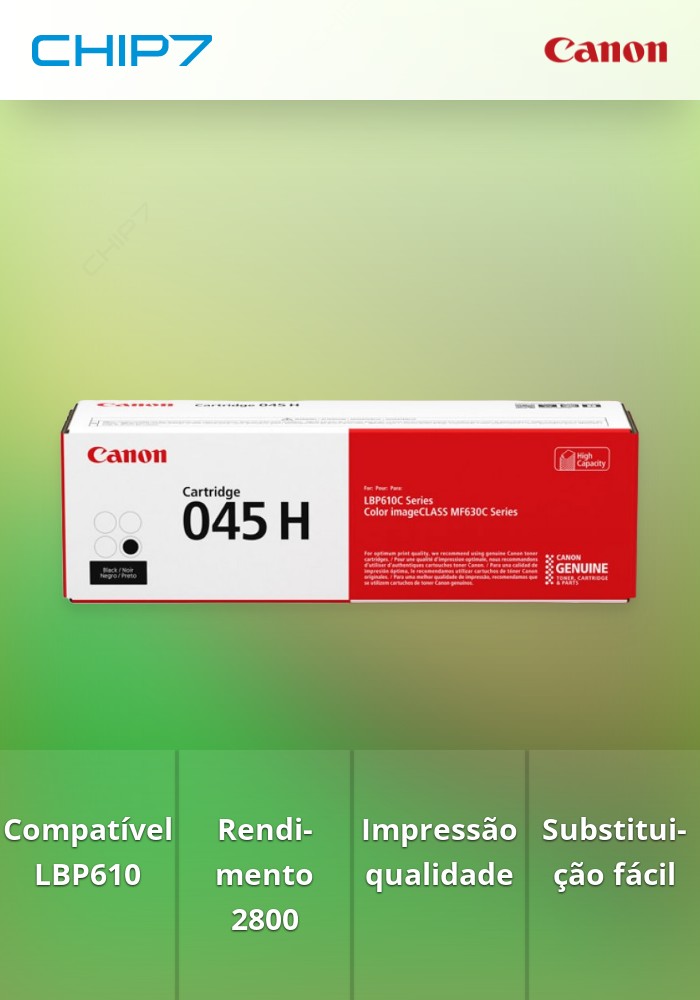 045 H BK - Cartridge para Série LBP610, 2.800 pág.