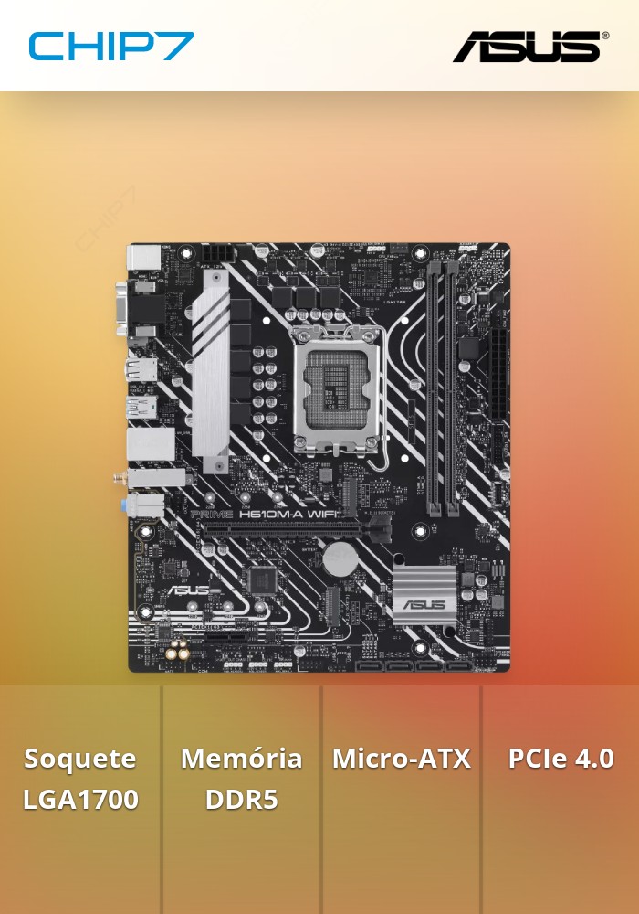 Motherboard ASUS PRIME H610M-A WI-FI - Socket Intel LGA1700 Chipset H610 DDR5 Micro-ATX PCIe 4.0 Wi-Fi 5